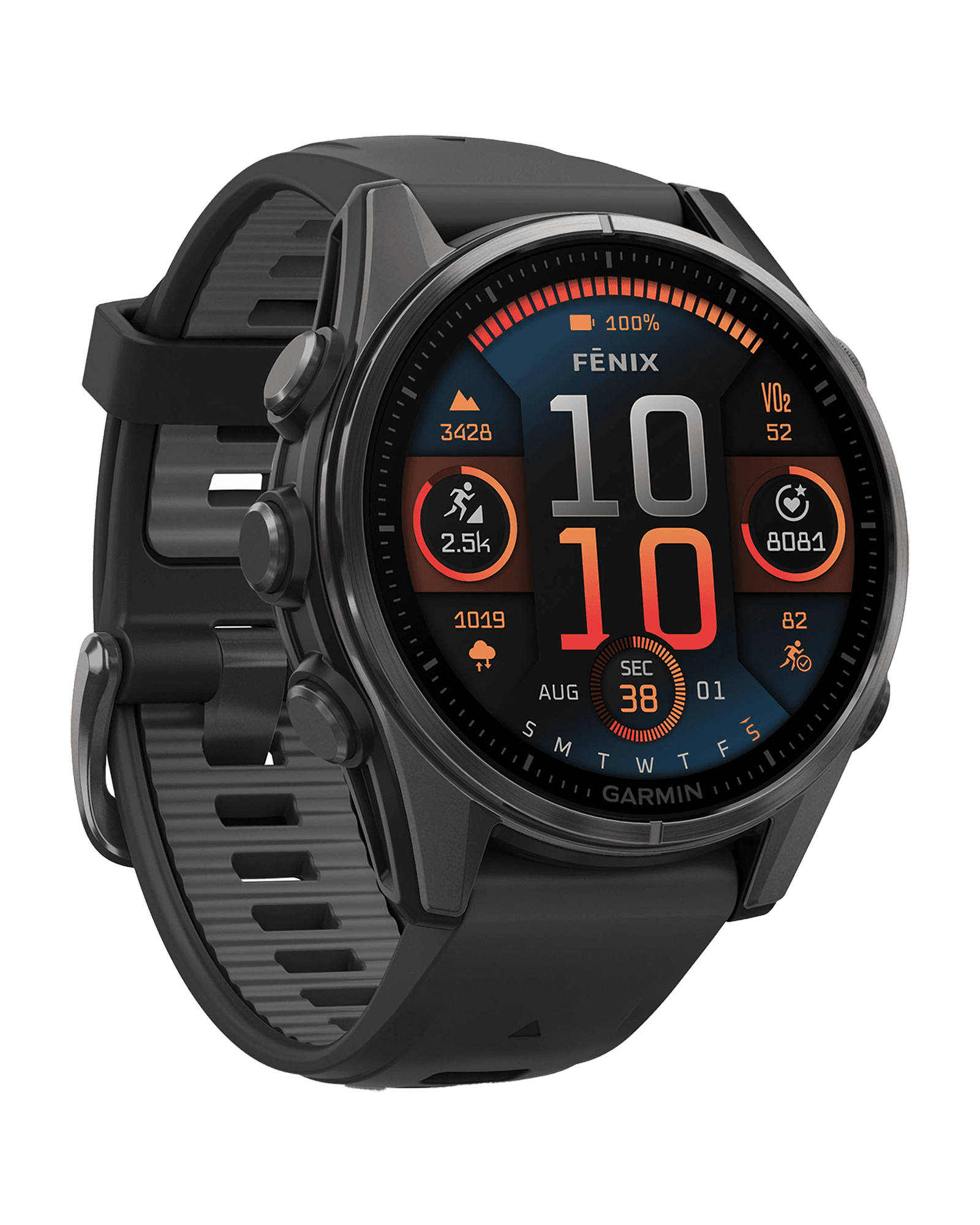 Fenix 8 43mm Saph,CrbnGry Ti/Blk,Blk/PebblGryBnd