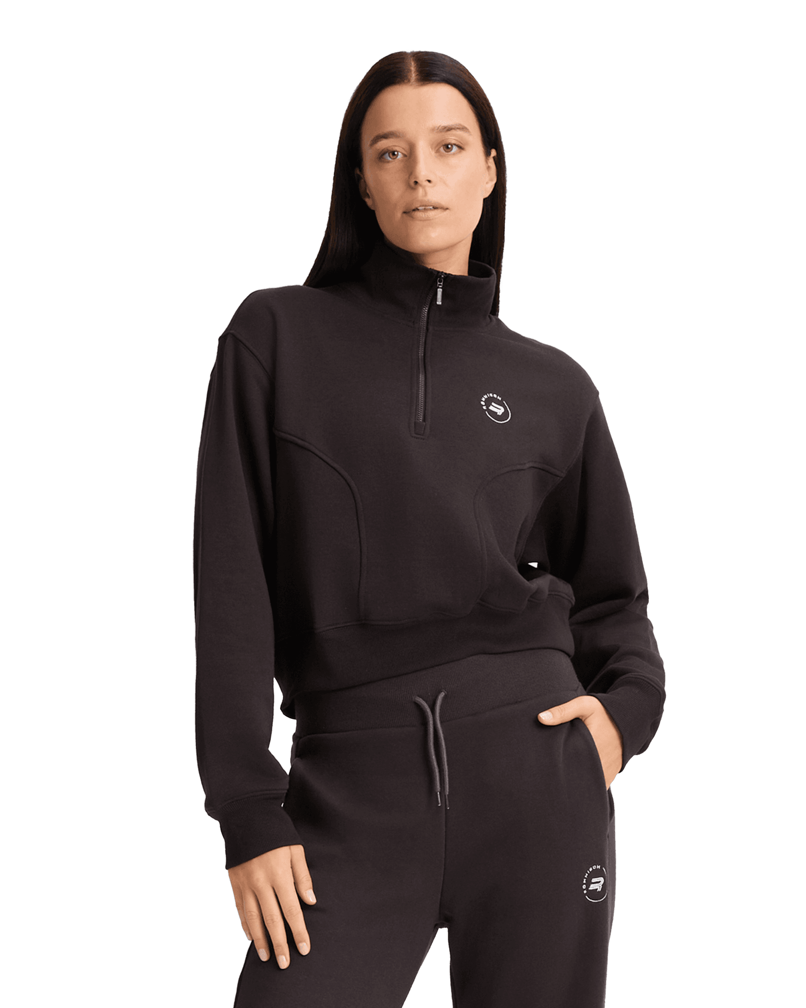 Soft Sweat Half Zip W Obsidian Black