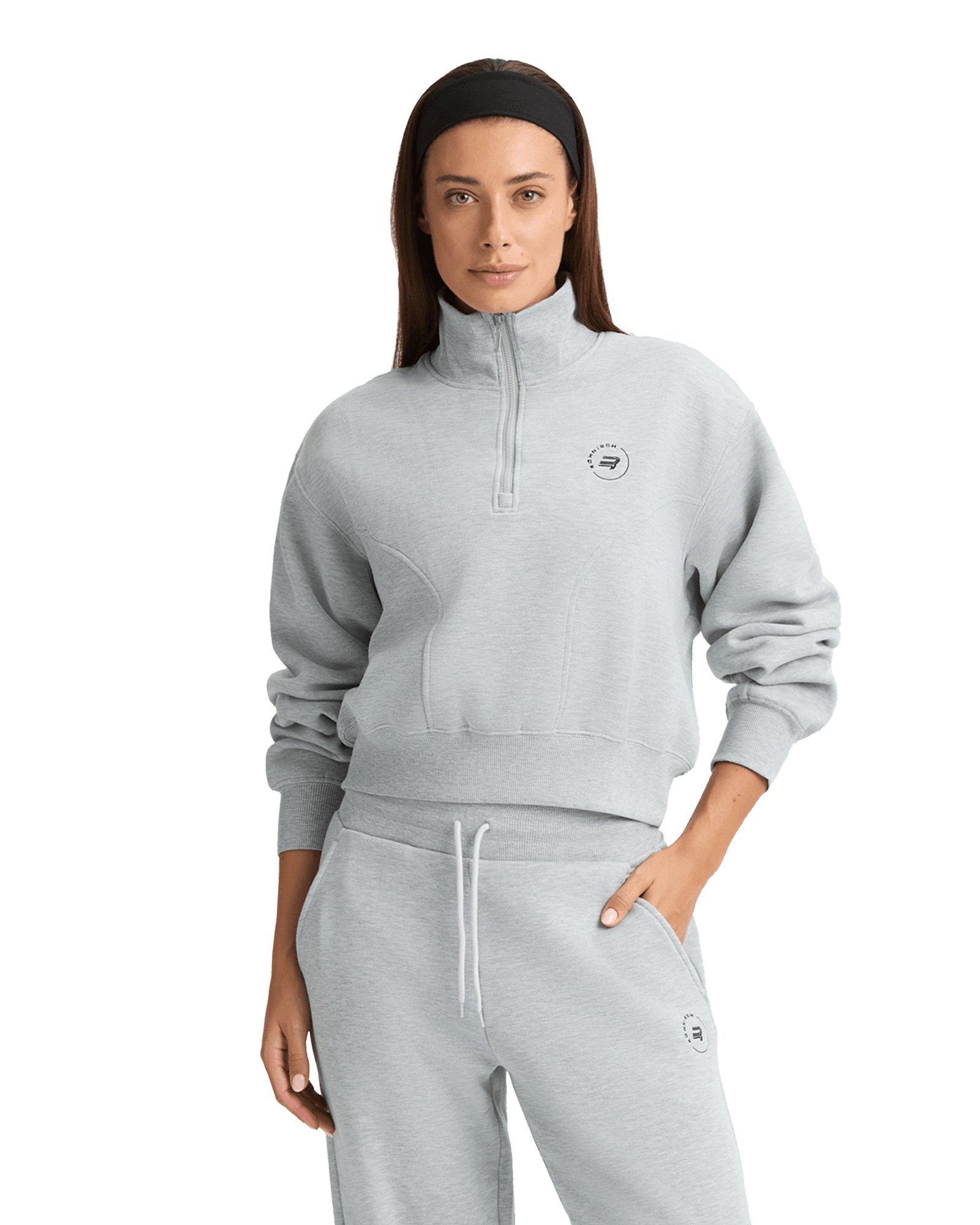 Soft Sweat Half Zip W Light Gray