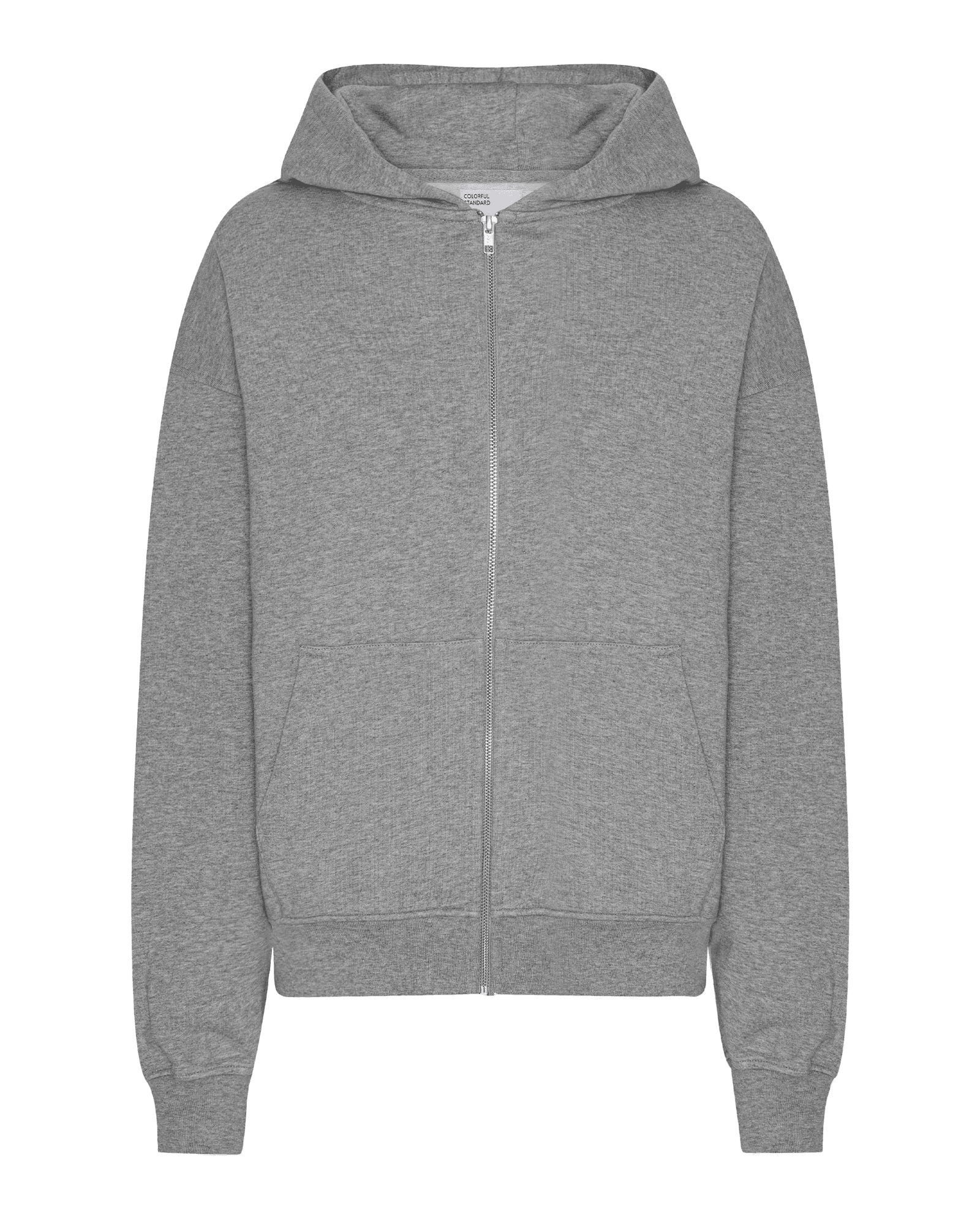 Organic Oversized Zip Hood Heather Grey