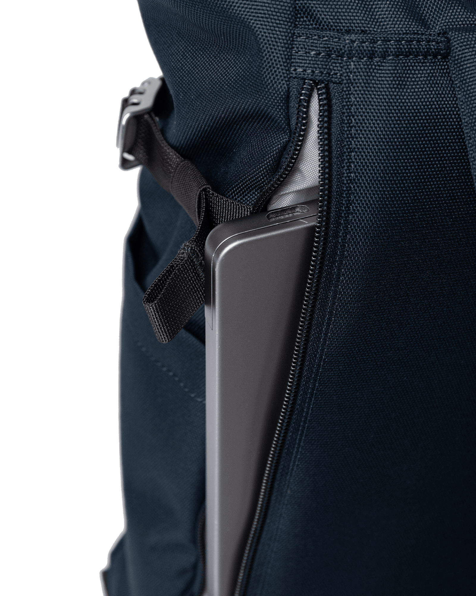 Navy with black leather