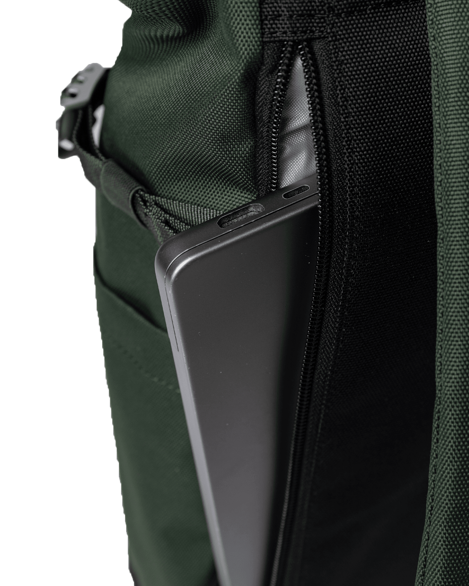 Dawn Green with dark brown leather