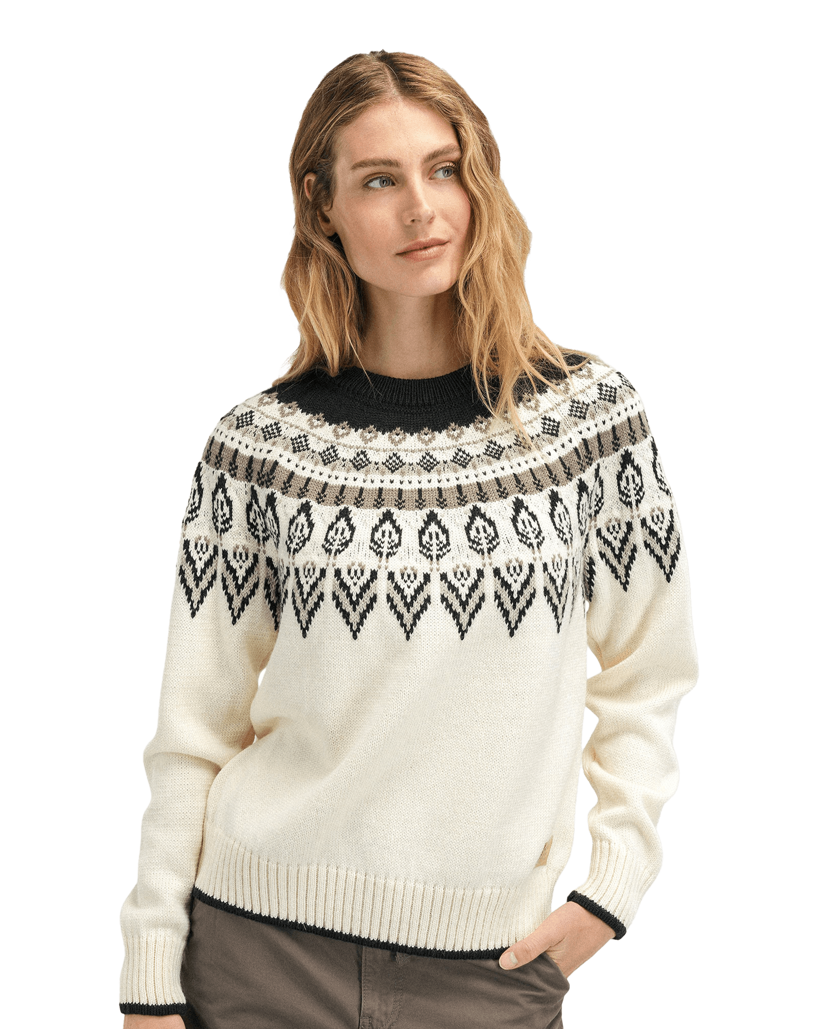 Sula Fem Sweater W Offwhite Coffee Sandstone