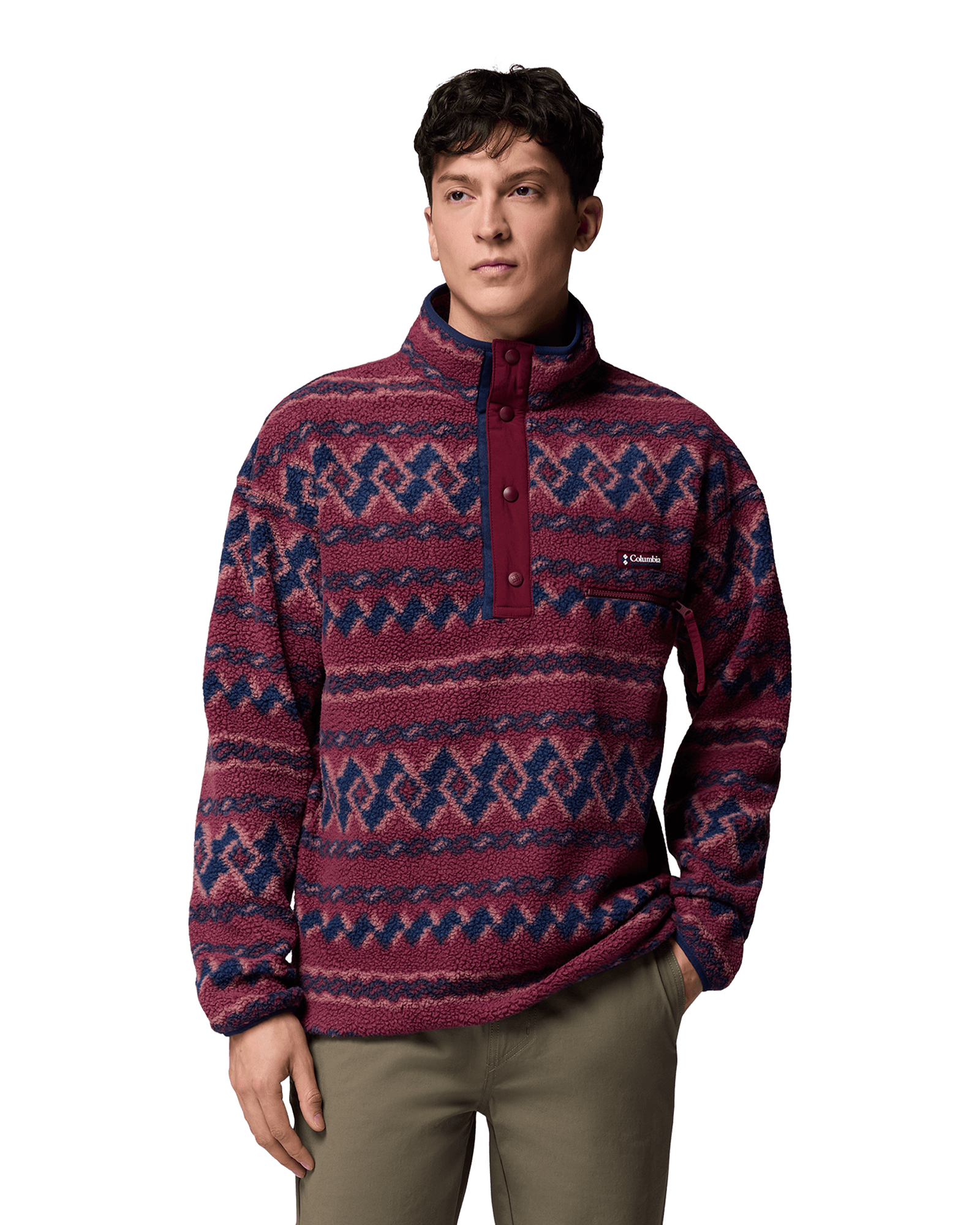 Helvetia™ II Printed Half Snap Fleece M Rich Wine KnitKnot
