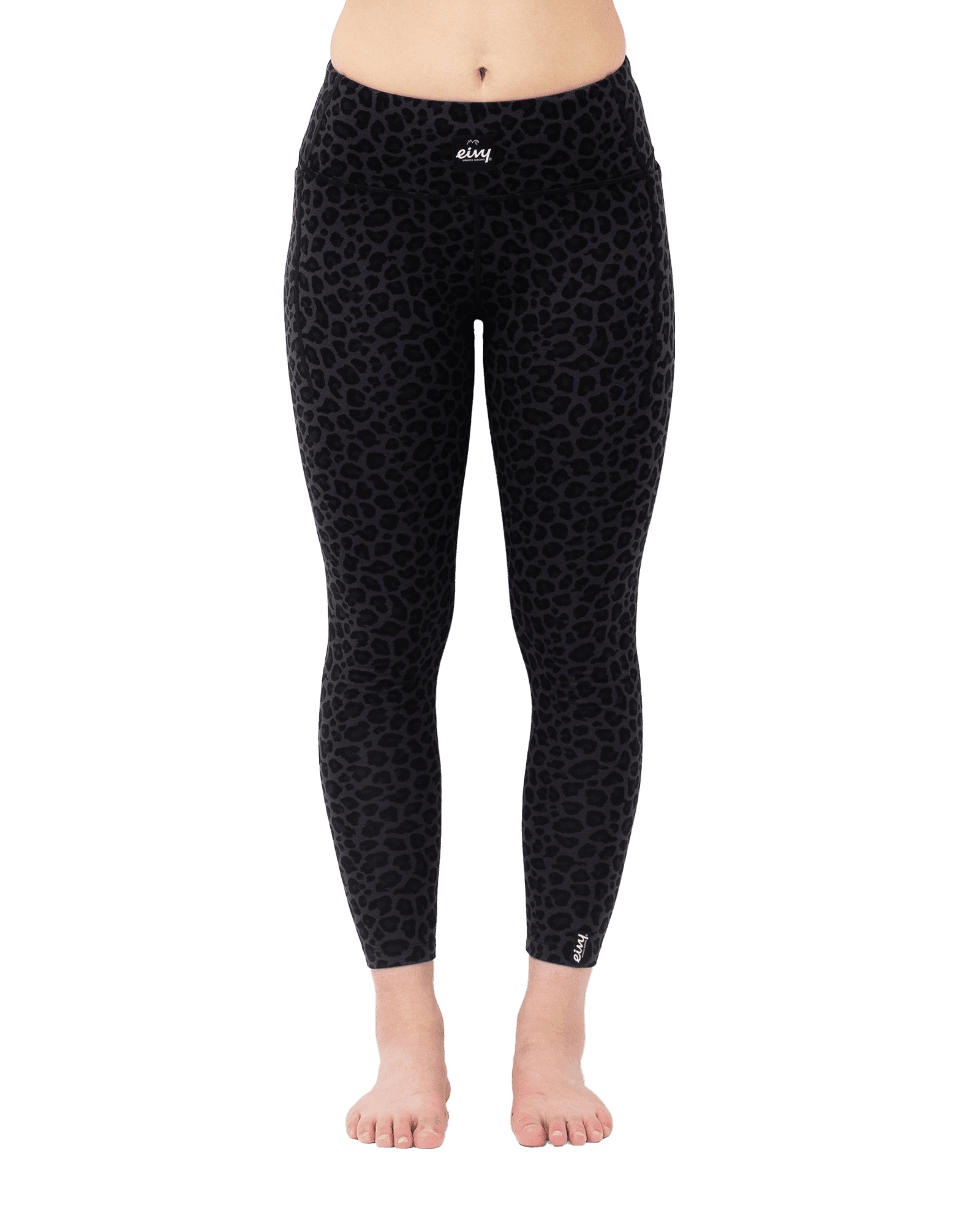 Pocket Merino Wool Tights Black Leopard