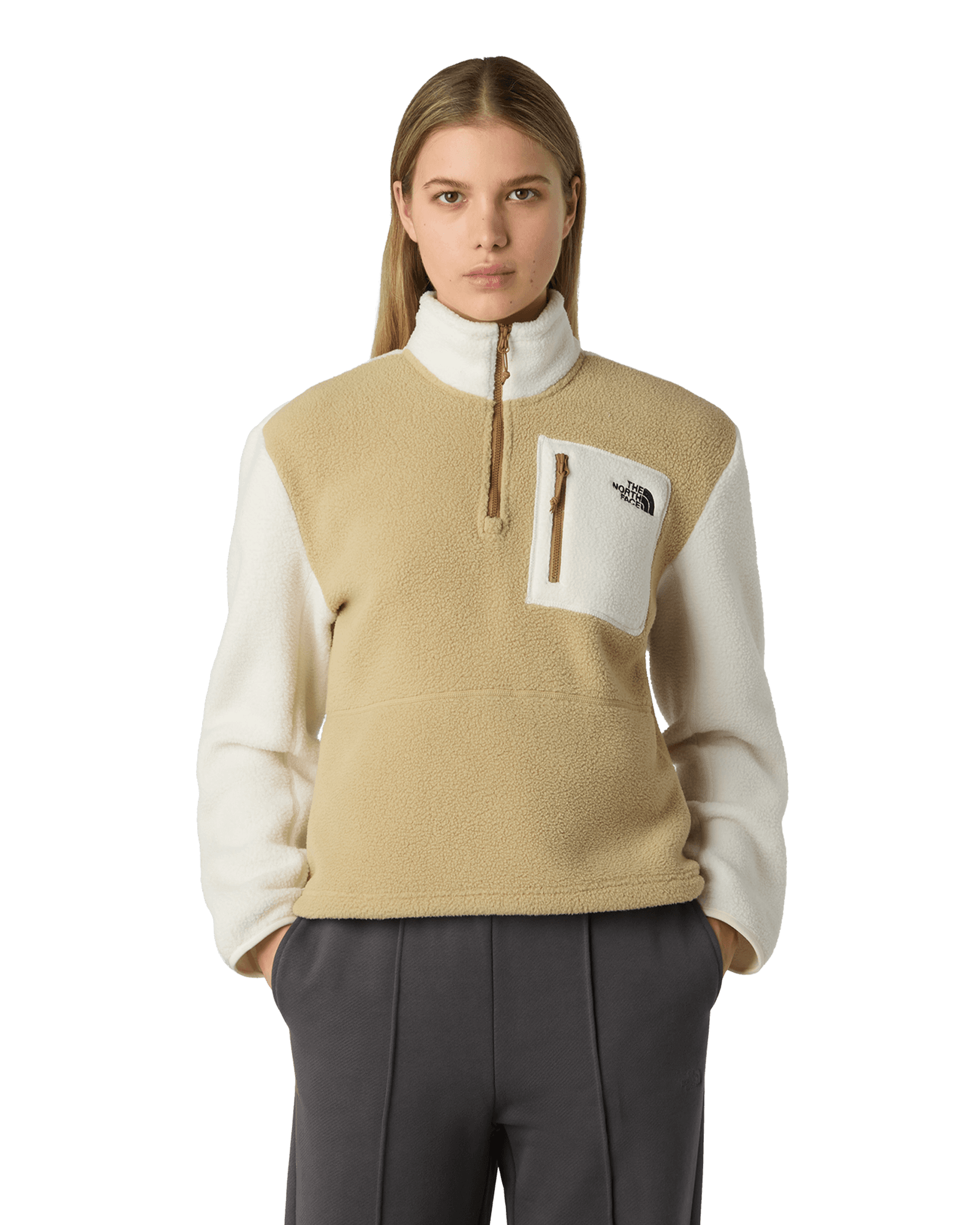 Yumiori 1/4 Zip W Khaki Stone/White
