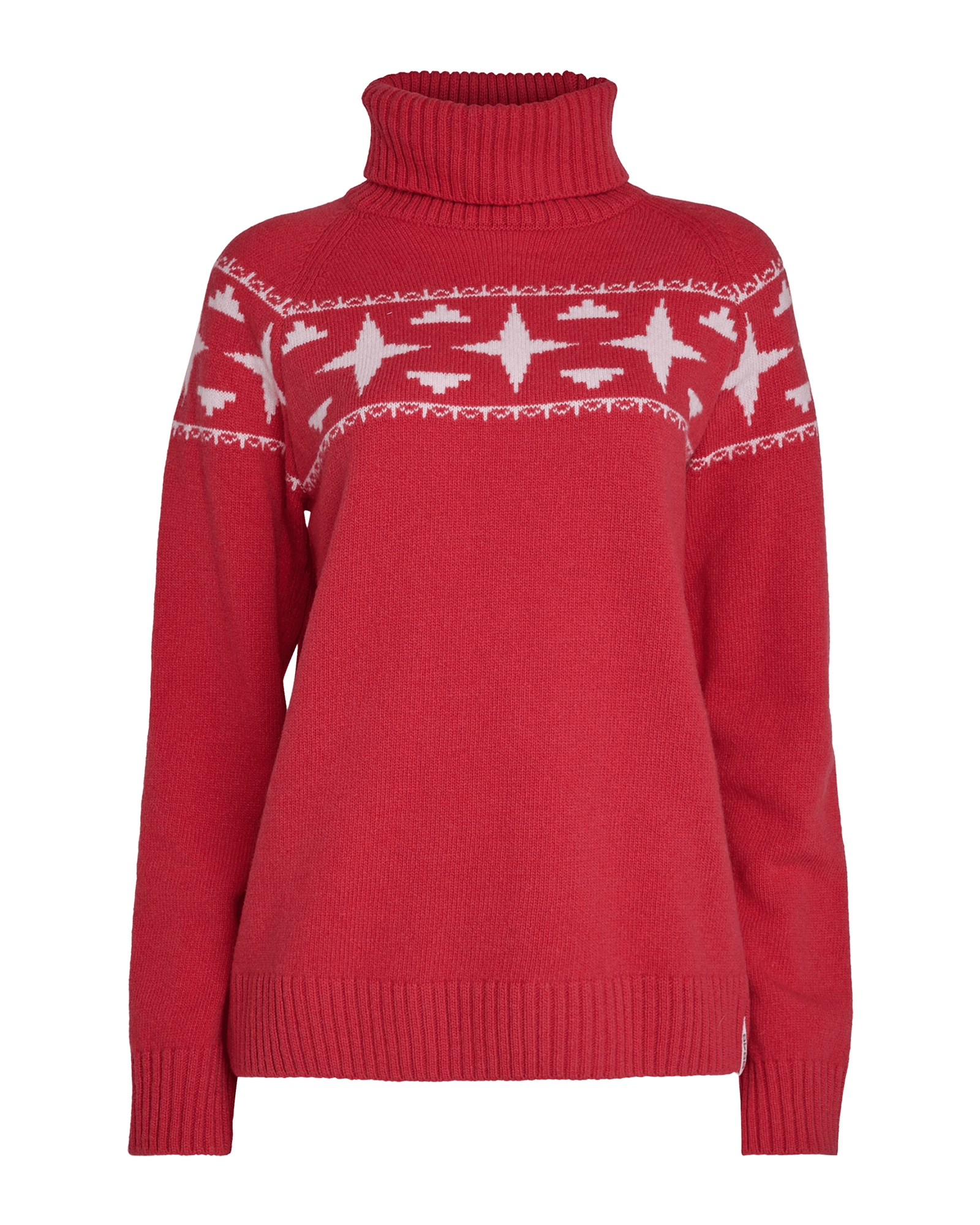 Sage Wool Rollneck Sweat W Poinsetta Red
