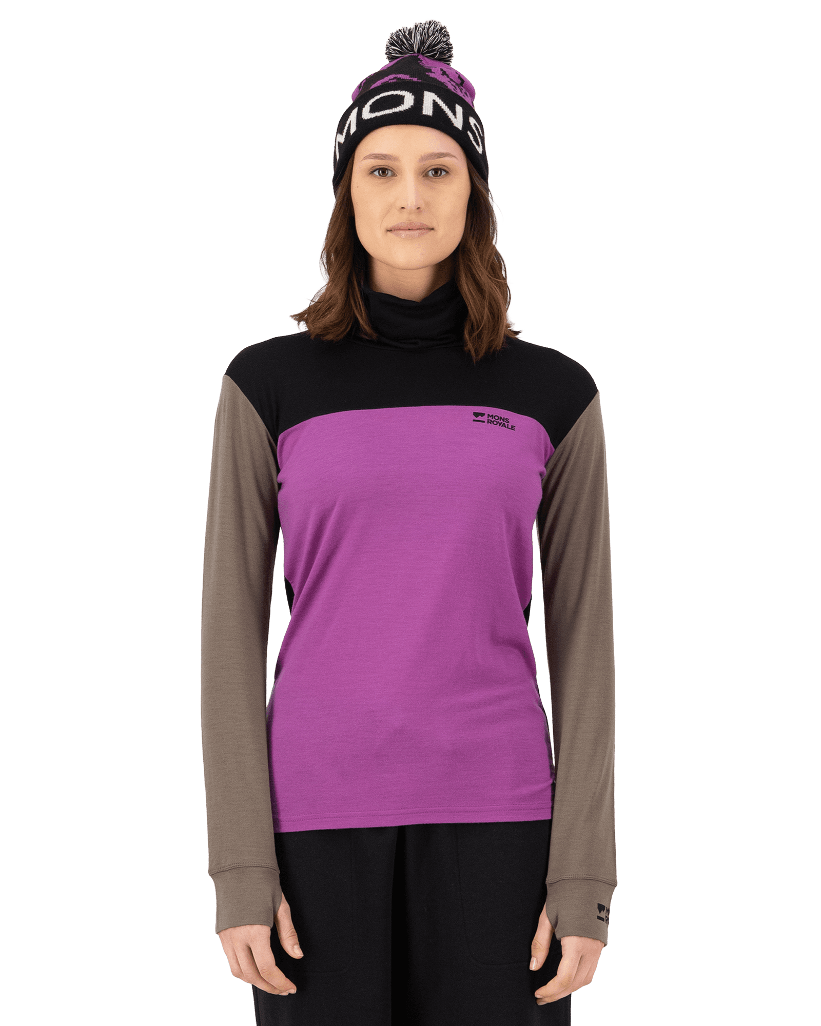Yotei Merino High Neck W Purple Bolt / Walnut / Black