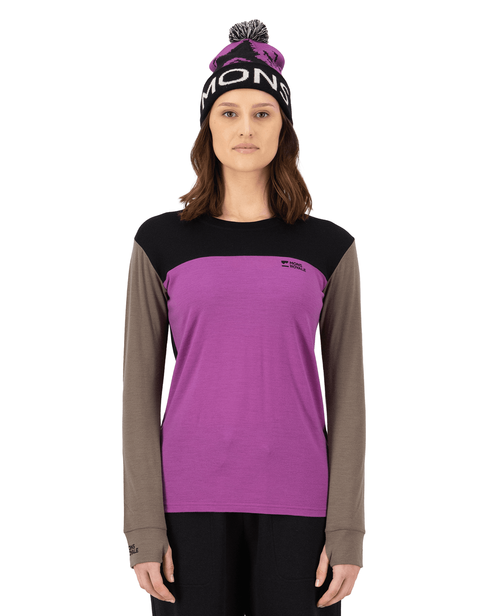 Yotei Merino Long Sleeve W Purple Bolt / Walnut / Black