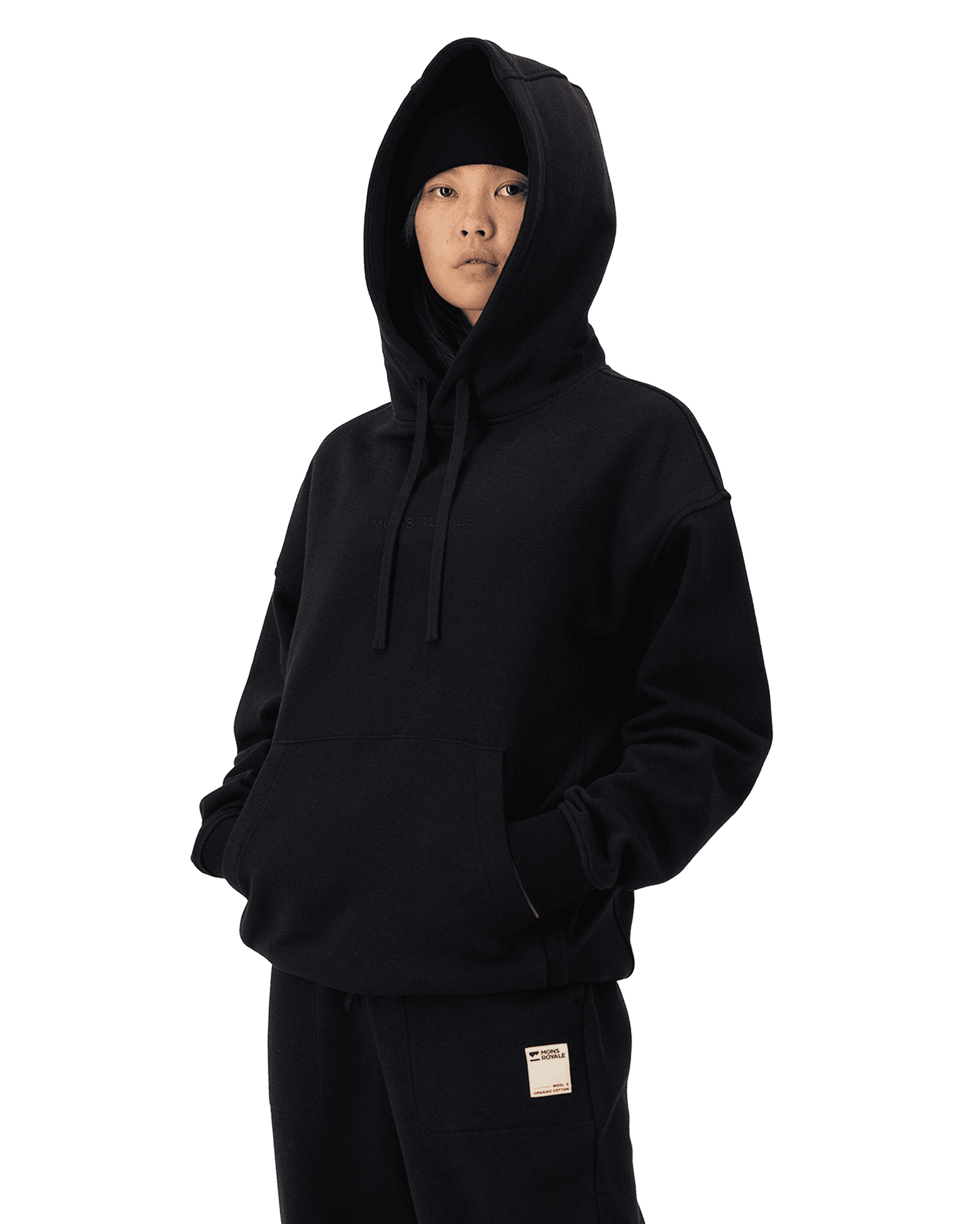 Verdant Merino Organic Cotton Hoody Black