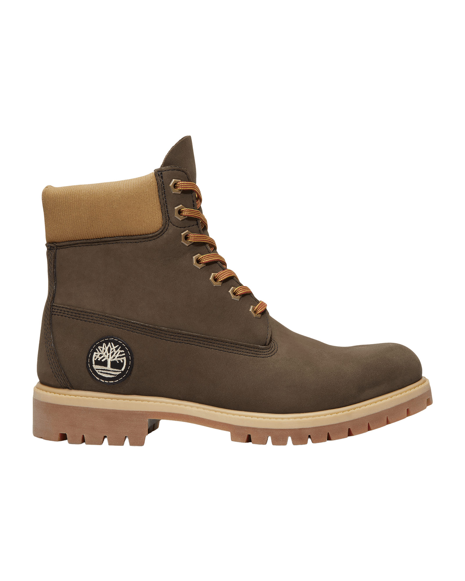 Timberland Premium 6 Inch Lace Up Waterproof Boot M Dark Brown Nubuck W Olive
