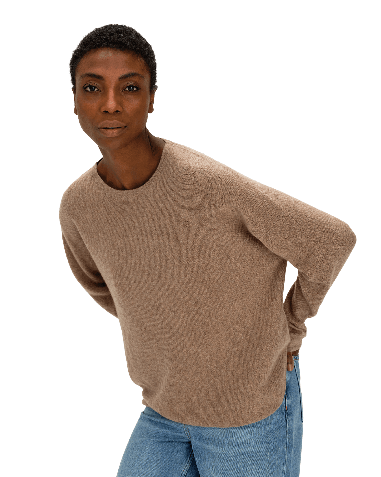 Curved Sweater W Mink