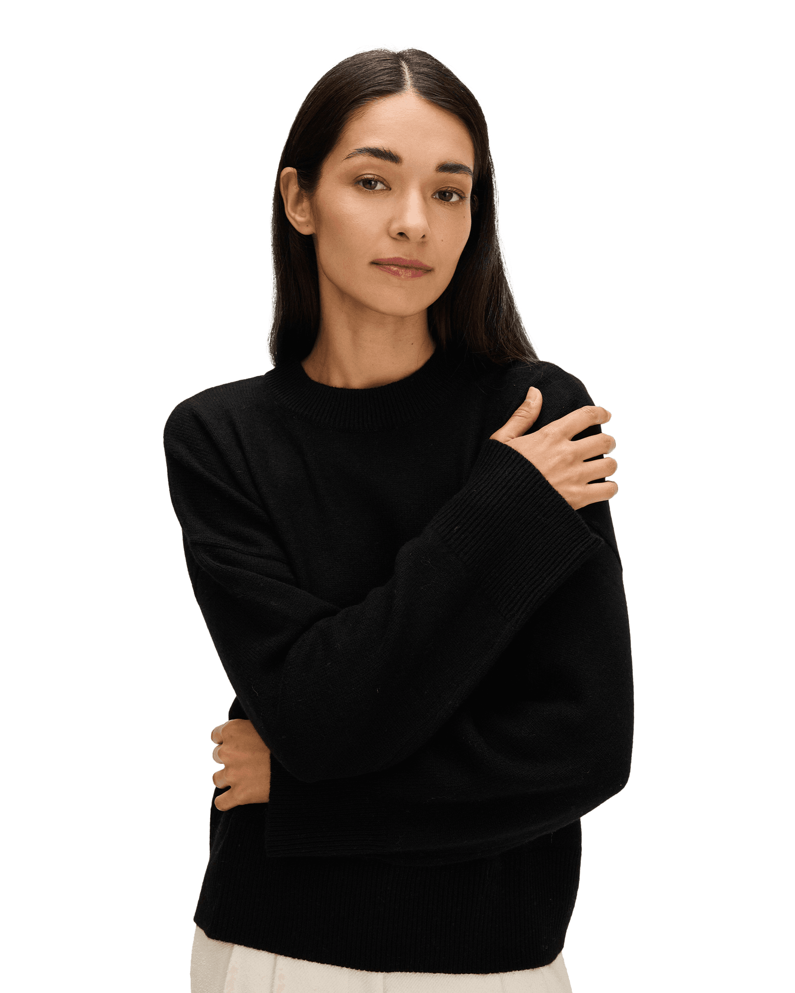 Boxy O-neck Sweater W Black