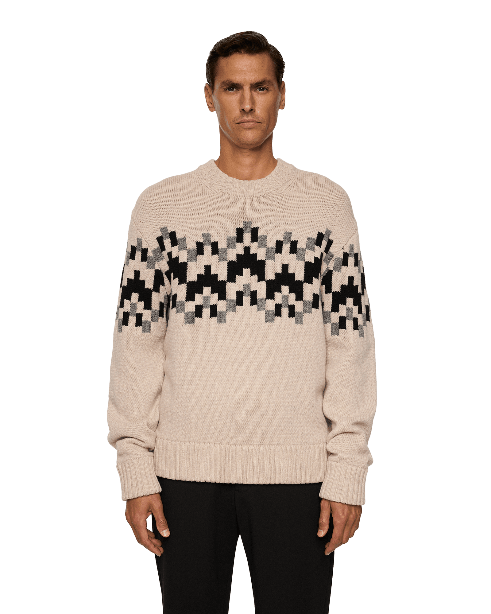 Faris Fair Isle Knit Sweater M Moonbeam