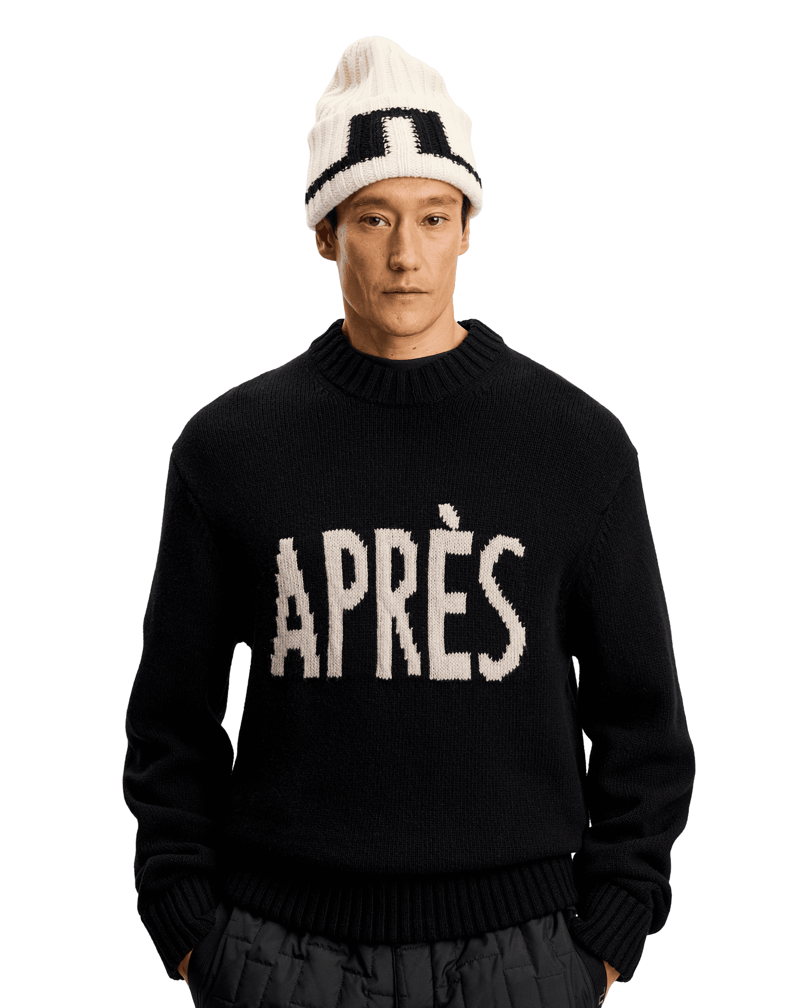 Fabian Graphic Knit Sweater M Black