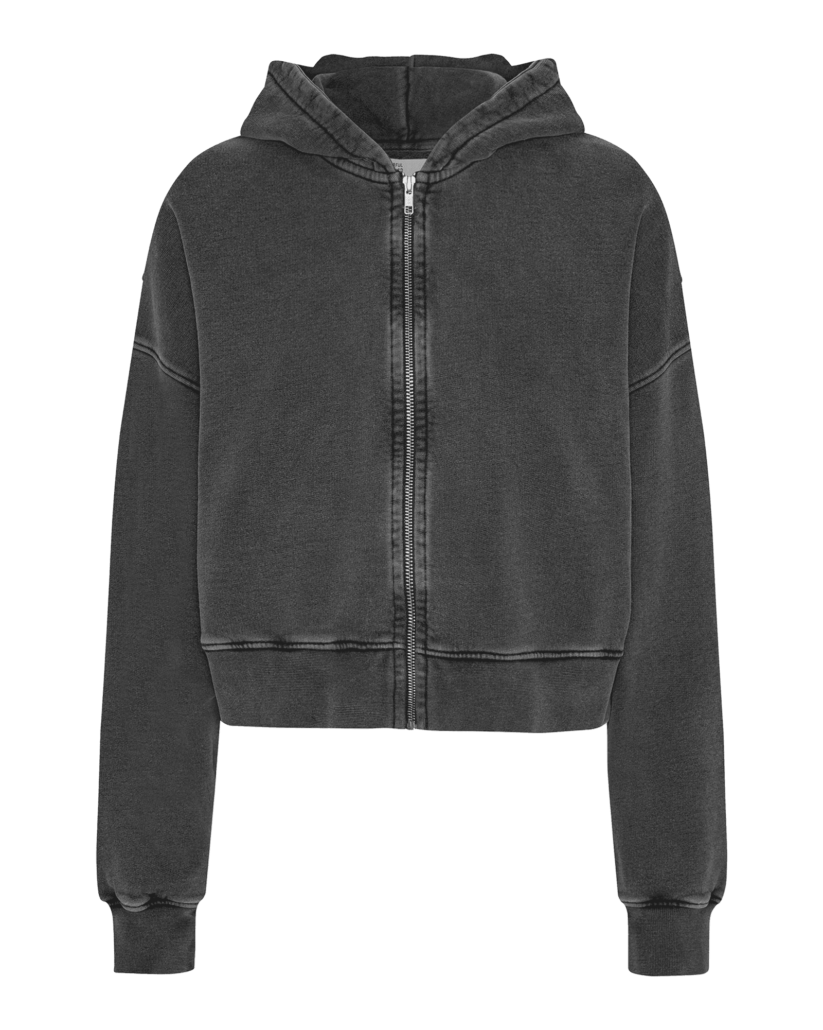 Organic Crop Zip Hood Faded Black