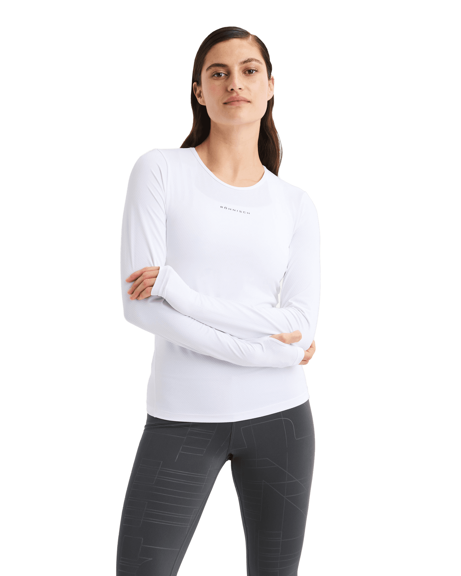 Jacquard L/S Top W White