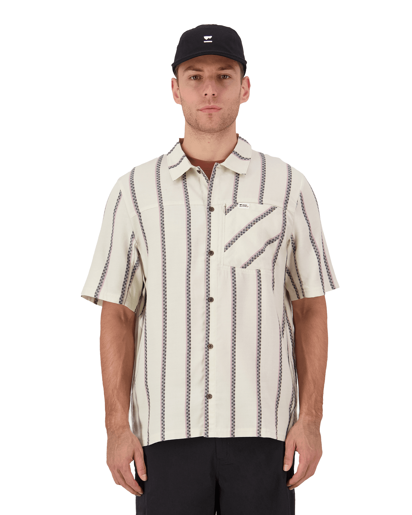 AT Merino Short Sleeve Shirt M Bone Stripe