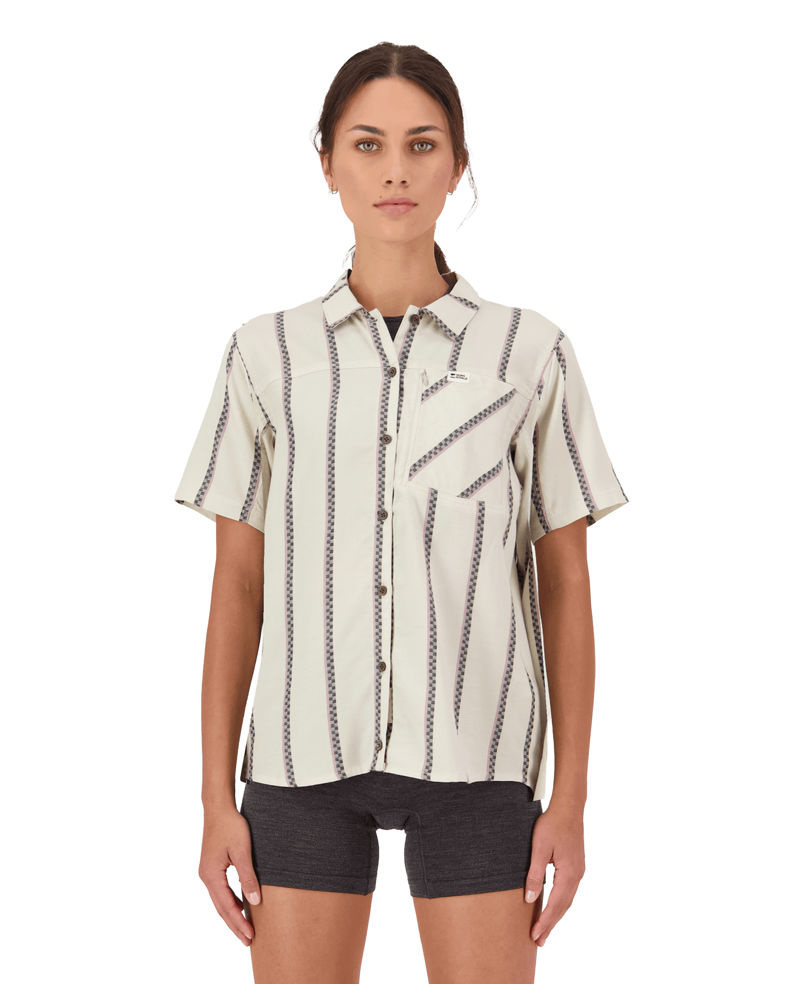 AT Merino Short Sleeve Shirt W Bone Stripe