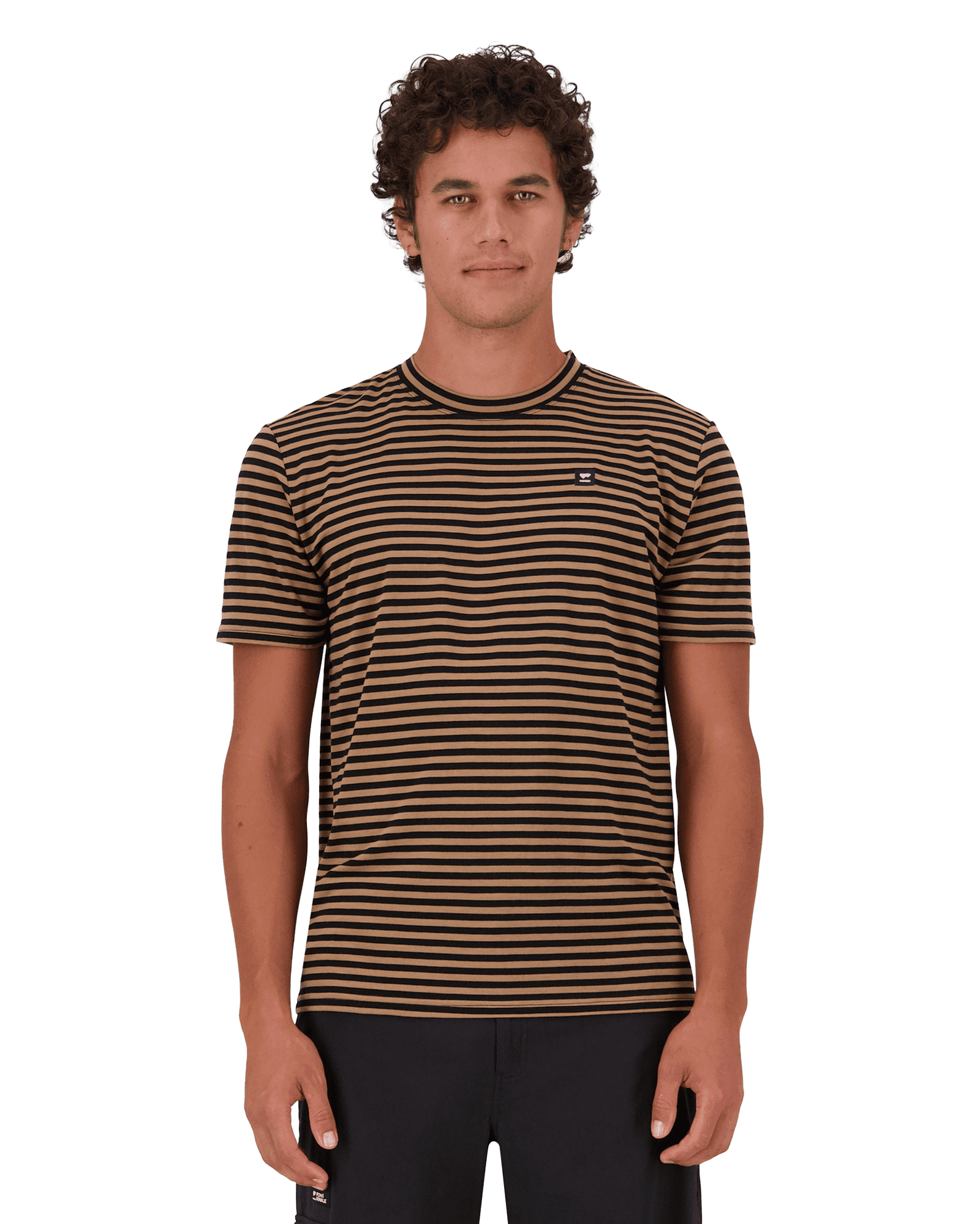 Icon Merino T-Shirt M MR Stripe Toffee