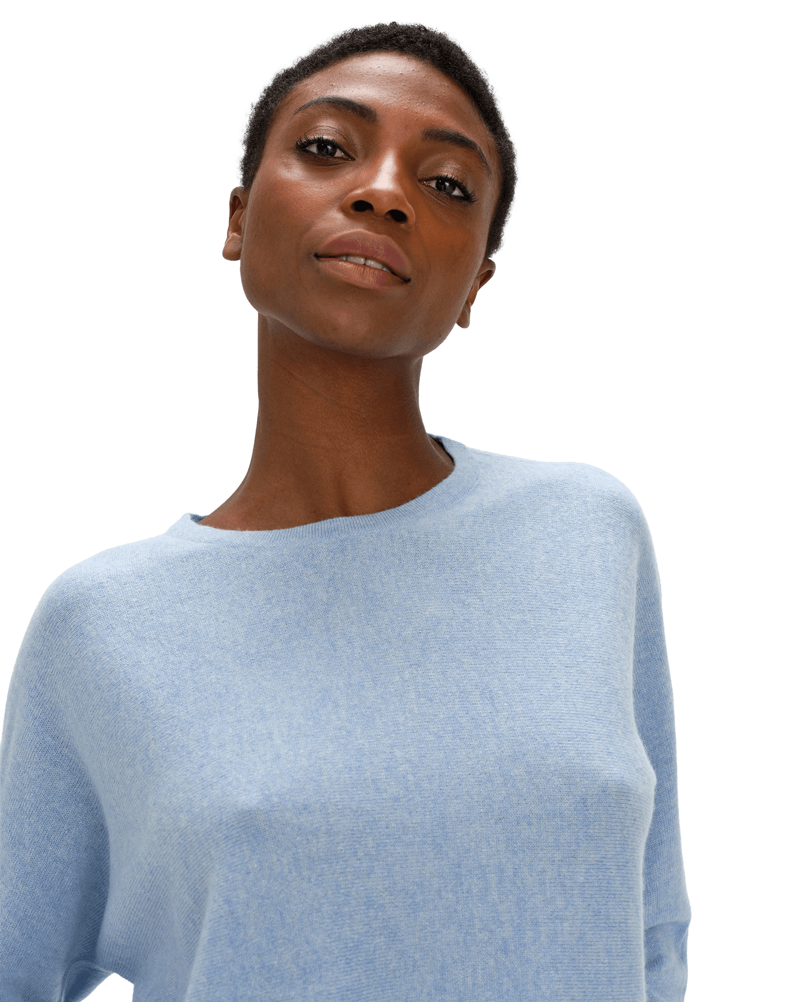 Curved Sweater W Blue Fog