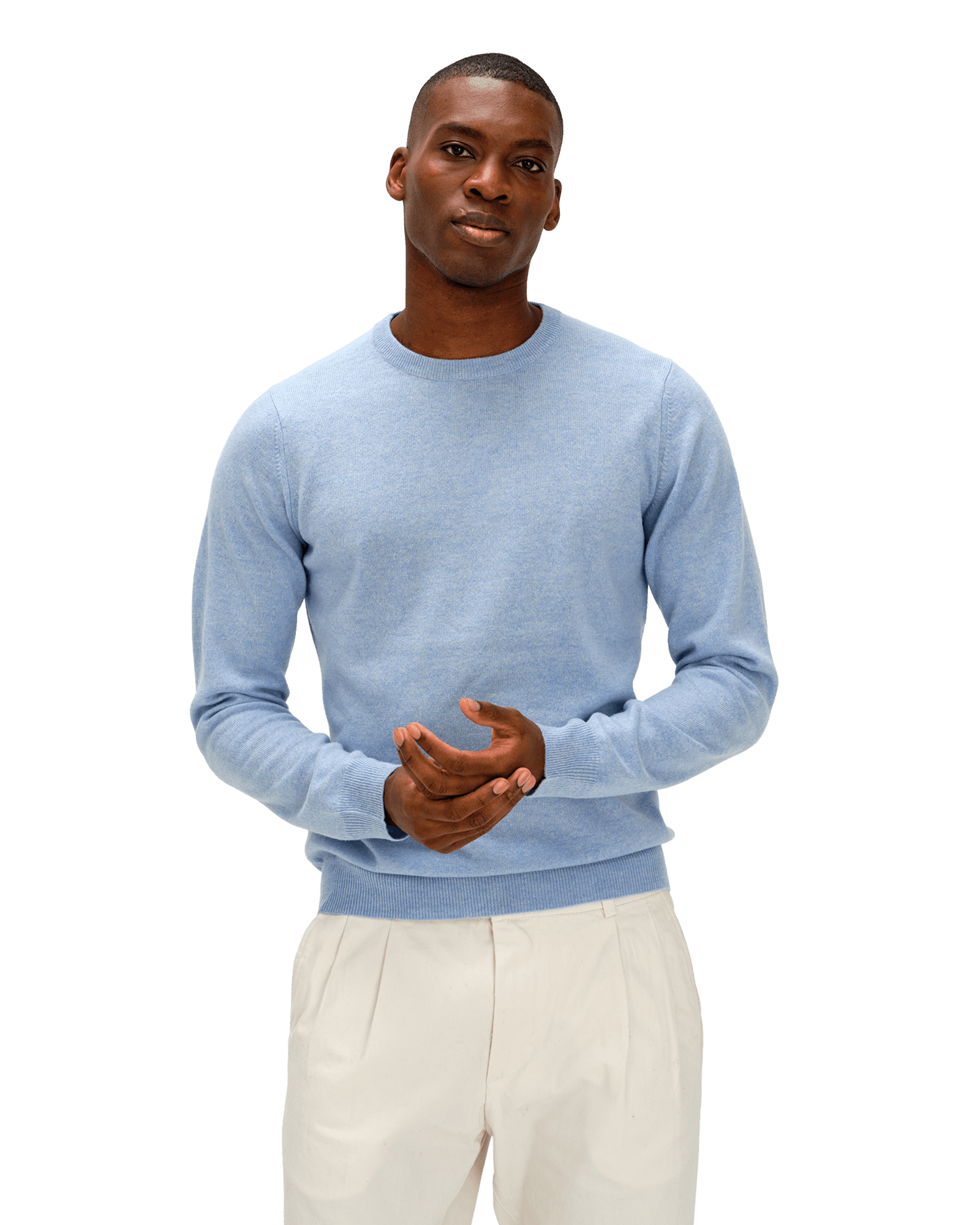 O-neck Plain M Blue Fog