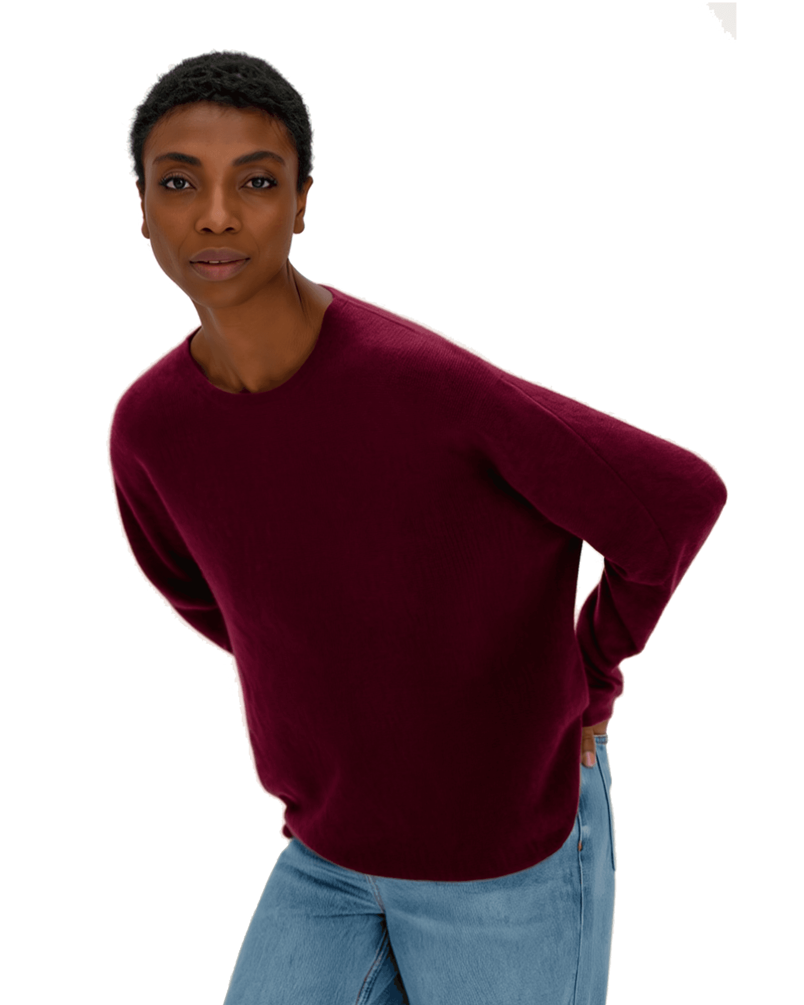 Curved Sweater W Bordeaux