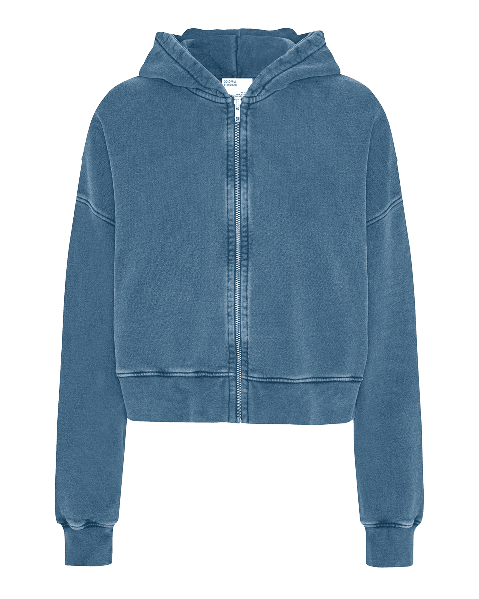 Organic Crop Zip Hood Faded Indigo