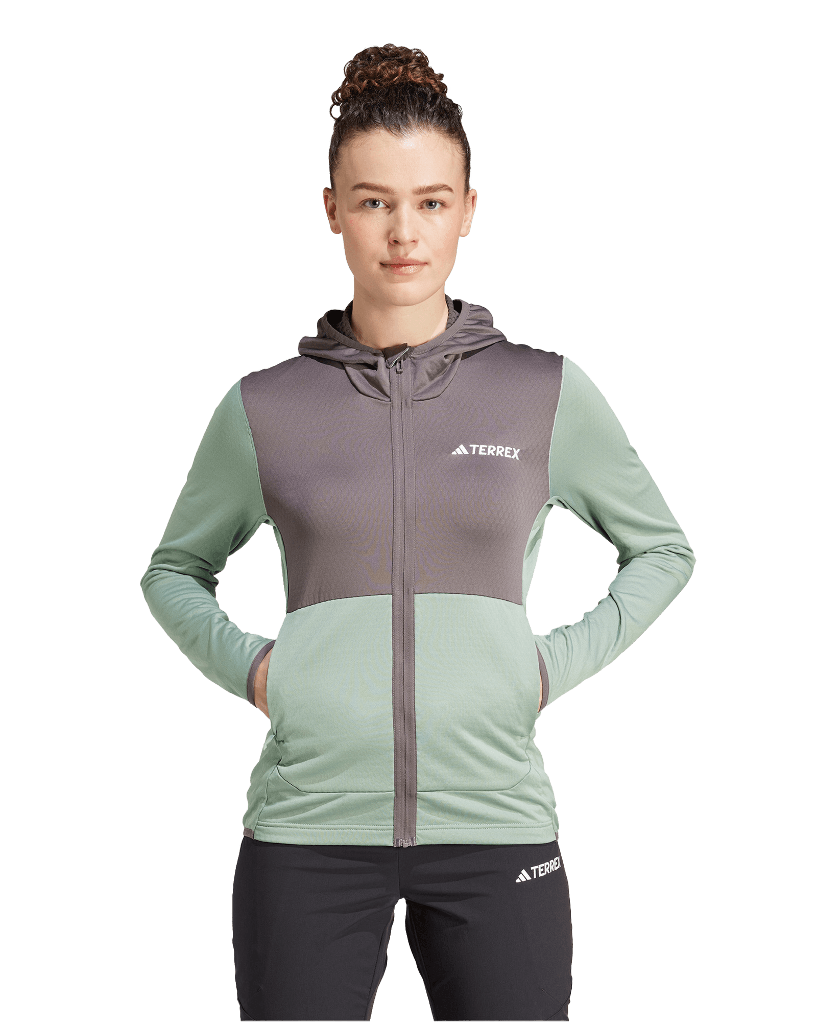 XPR LT Fleece Hood Jacket W SILGRN/CHACOA