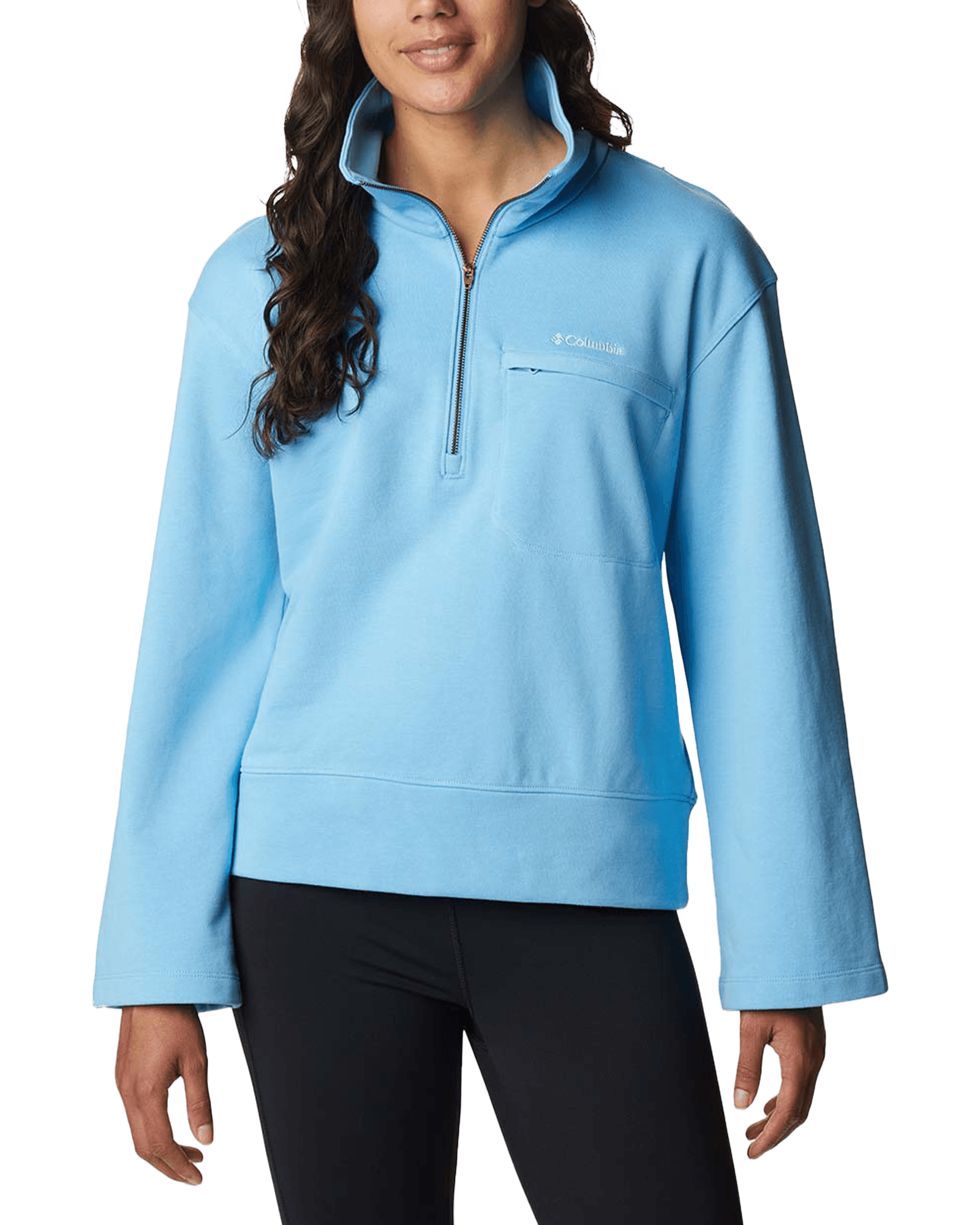 Columbia Lodge French Terry Pullover W Vista Blue/Spring Blue Logo